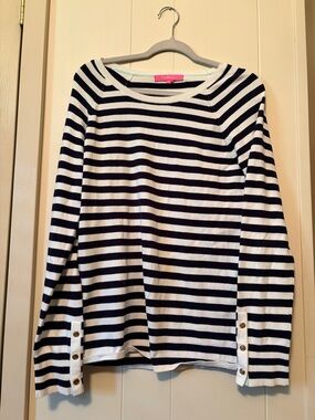 Lilly Pulitzer Navy and White Striped Knit Top
